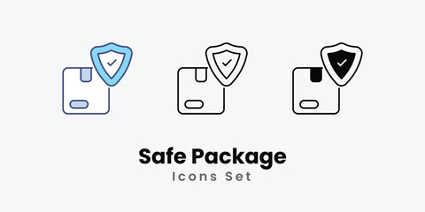Safe Package icon thin line and glyph vector icon stock illustration