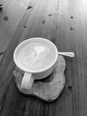 milk heart in the coffee cup