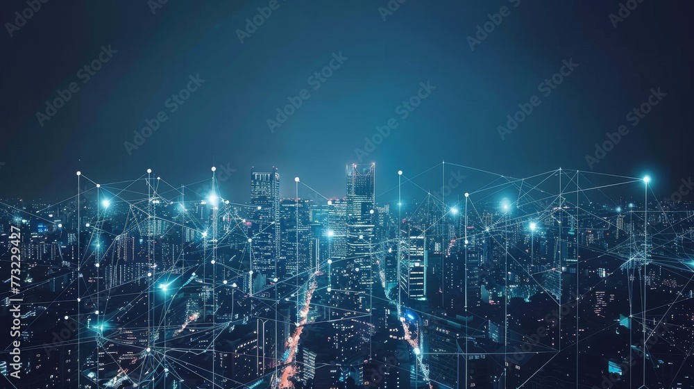Poster an internet of things concept. an internet of things network. smart cities and communication network