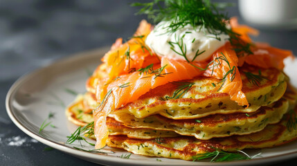 Savory irish-inspired potato pancakes with smoked salmon