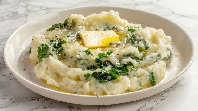 Traditional irish colcannon with kale and butter