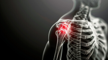 Radiographic Shoulder Pain Highlight in Skeletal X-ray Image - obrazy, fototapety, plakaty