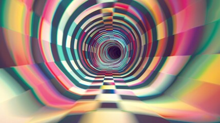 a colorful tunnel with a black hole