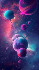 Space background with colorful planet and star