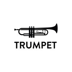 Brass simple black trumpet cornet for jazz music logo design