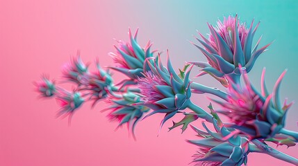 Striking image showcasing vivid pink flowers against a calm teal background, perfect for design and art projects. Generative AI