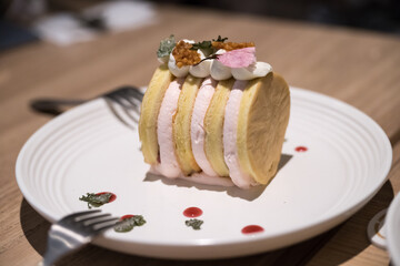 cream cake on a plate