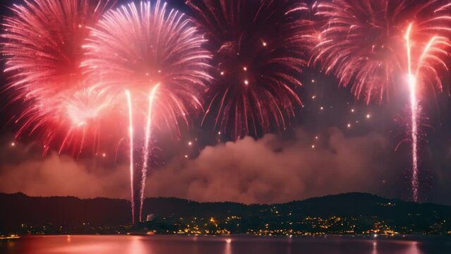 Sparkling night sky, a spectacular display of fireworks