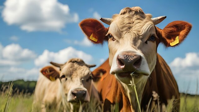 Close up of a cows in the field