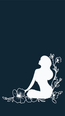 A beautiful vector illustration of a woman  silhouette with a flower. intricately combined with floral elements, creating a harmonious blend of human and nature.