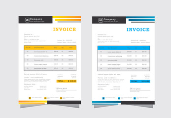 Corporate Business Invoice design template vector illustration bill form price invoice. Creative invoice template vector. business stationery design payment agreement design template, 