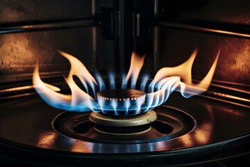 Gas fire burner blue flame cooking heat kitchen combustion burner ring