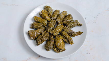 Grape Dolma - Azerbaijani meat stuffed grape leaves
