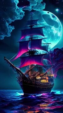 ship in the night boat illustration