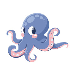 Cartoon cute octopus. Marine life animals. Template for stickers, baby shower, greeting cards and invitation. 