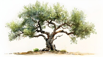 Gnarled and Weathered Olive Tree Branches Heavy with History Against a Pure White Background