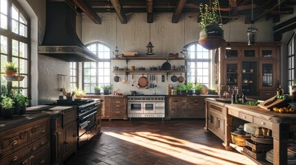 Interior Of large Farmouse Kitchen