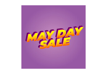 May day sale. Text effect in 3D look effect with eye catching colors