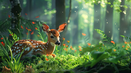 deer in the forest  - Powered by Adobe