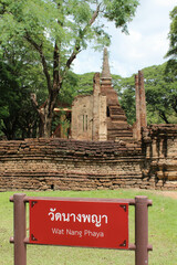 The sign  of Wat Nang Phaya, Si Satchanalai Historical Park, A historical park in Si Satchanalai...