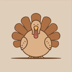 A drawing of a turkey with a brown background with a yellow beak