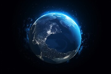 a planet earth with lights in the dark
