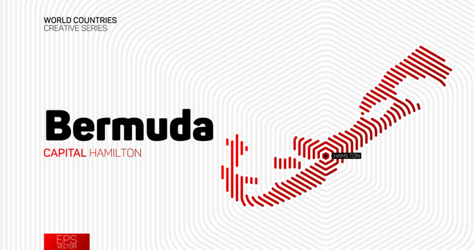 Abstract map of Bermuda with red hexagon lines