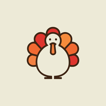 A drawing of a turkey with a red and orange background