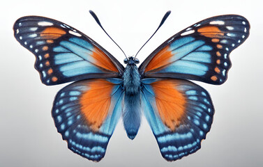 RedSpotted Purple Butterfly Vibrant Orange Wings W on White Background Beauty Top View shoot
