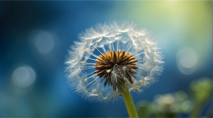 Exquisite close-up view of a dandelion with seeds ready to disperse, symbolizing change and the cycle of life