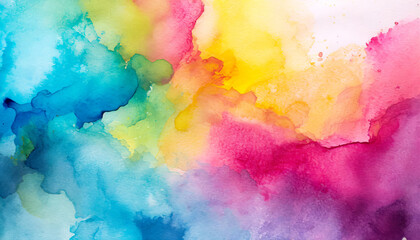 Background made of bold rainbow colored watercolor paints - obrazy, fototapety, plakaty