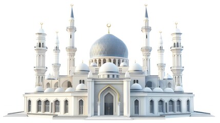 Fototapeta na wymiar 3D illustration of modern mosque building isolated on white background