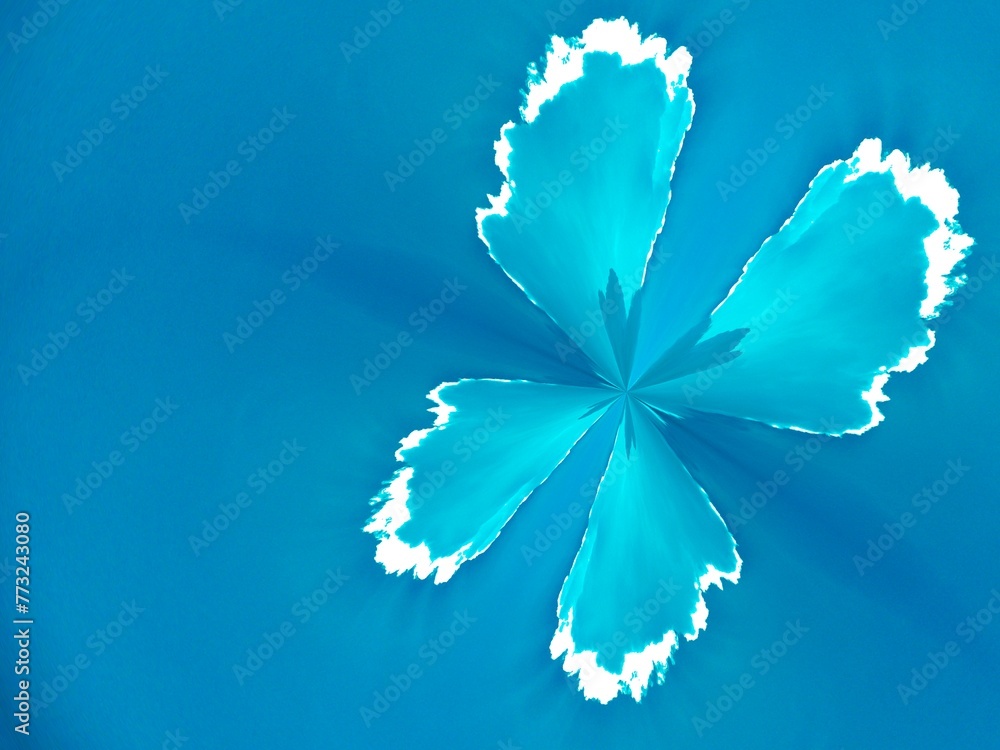 Poster clouds in sky in shape of butterfly wings - abstract composition and pattern in blue and turquoise c