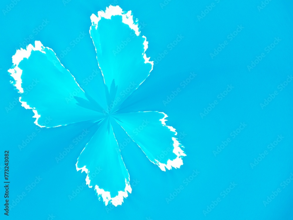 Poster clouds in sky in shape of butterfly wings - abstract composition and pattern in turquoise color. top