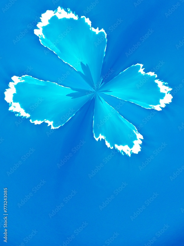 Poster clouds in sky in shape of butterfly wings - abstract composition and pattern in blue and turquoise c