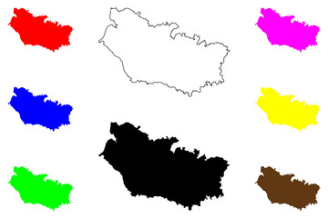 Obraz premium Somme Department (France, French Republic, Hauts-de-France region) map vector illustration, scribble sketch Somme map