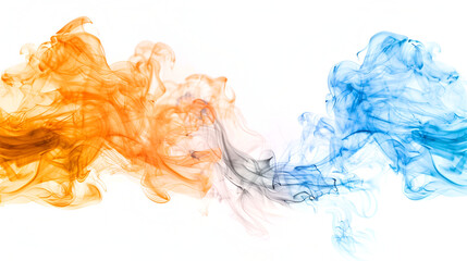 Baby Blue and Pale Peach smoke abstract on white background, fire design ,Color of smoke in the white background