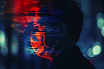 Silhouette with American flag mask overlay