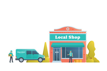 Shop and store building vector illustration premium detail flat style isolated.