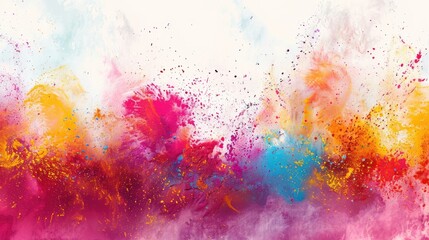 Сolorful rainbow holi paint color powder explosion isolated on white, panorama background with free place for text - obrazy, fototapety, plakaty