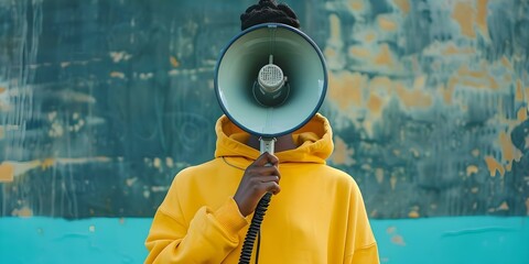 Empowering Marginalized Communities Through Social Justice Activism: An Activist's Megaphone. Concept Social justice activism, Empowerment initiatives, Marginalized communities, Advocacy work