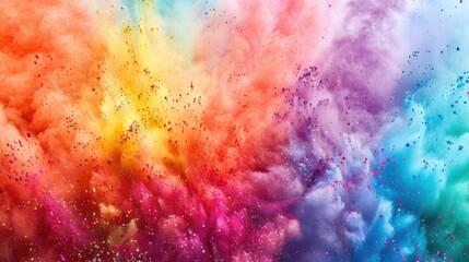 Fototapeta premium Сolorful rainbow holi paint color powder explosion isolated on white, panorama background with free place for text