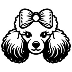 Poodle Dog Head Illustration.