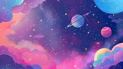 Naklejka premium universe background for kids vector style with pastel color