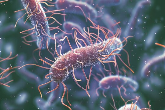 3D illustration of Bacteria Vibrio Cholerae
