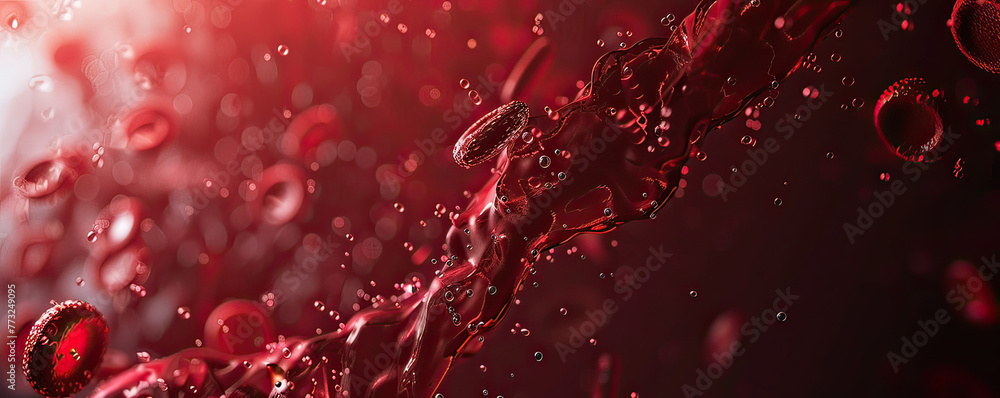 Poster detailed 3d render of a bloodstream with drug particles, text block space