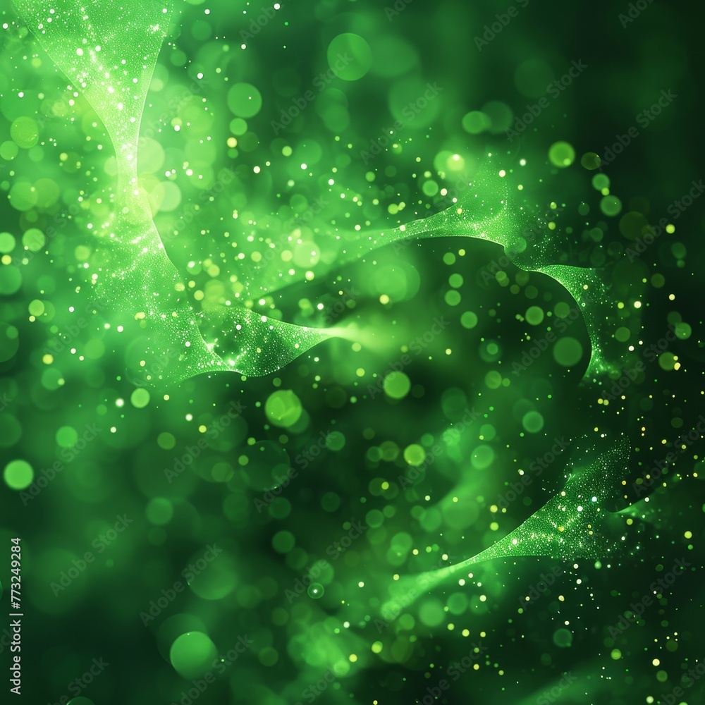 Aufkleber st patricks day themed background with bokeh and glitter, close up of heart shapes made from light p