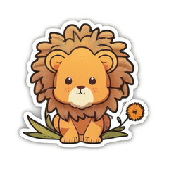 Funny cute lion cartoon clipart design, isolated on white background