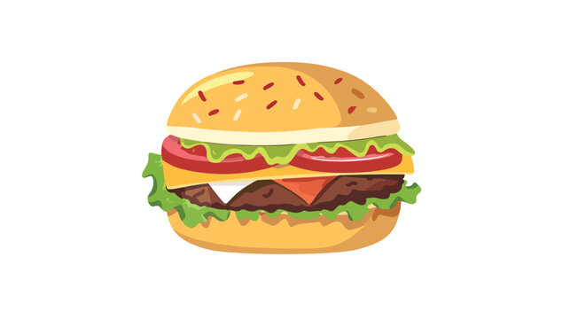 Delicious burger isolated icon flat vector isolated o