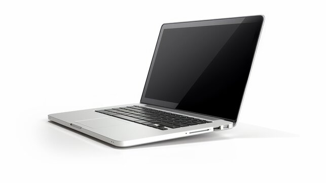 The glossy laptop is isolated on a white background